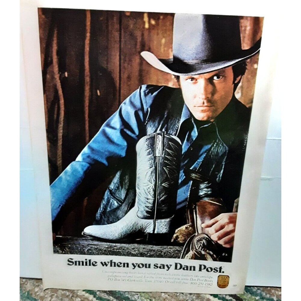 1980 Dan Post Leather Boots Clarksville Tennessee Original Vintage print ad 80s